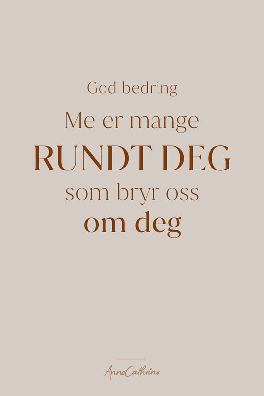 Kort med tekst God bedring